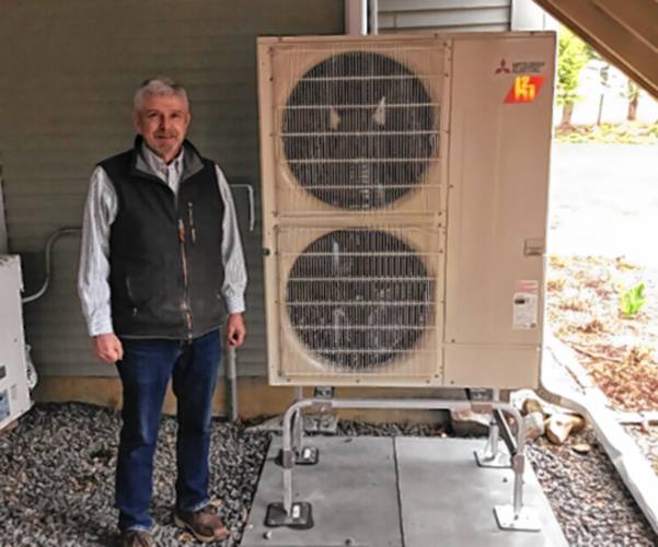 Tim Riley is a Peterborough resident who installed a heat pump with help from the PREP team during a pilot program. He and his wife installed the heat pump because they wanted to do what they could as individuals to mitigate climate change. But the system has additional benefits, he said. “We love the system,” he said. “It’s so quiet.”
