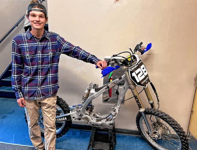 Merrimack Valley High School student Linkoln Cornell re-built his dirt bike for his senior project.