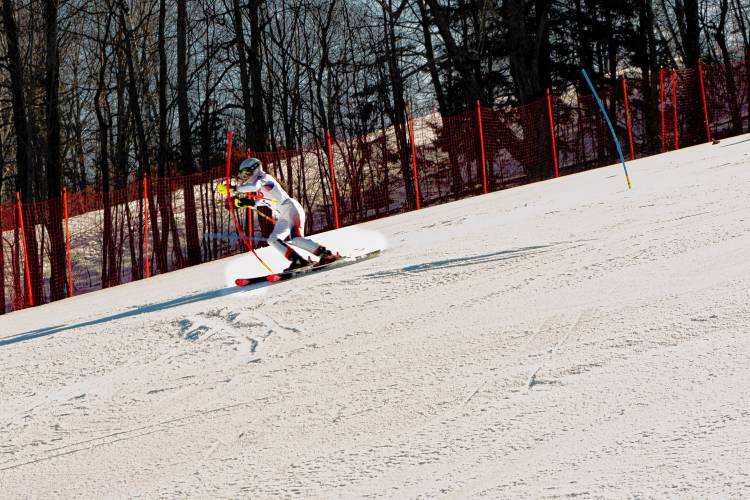 Concord’s Mika Taylor competes in the slalom at the NHIAA Division I girls’ Alpine skiing championship on Monday at Gunstock. Taylor defended her slalom title and finished runner-up in the giant slalom to lead Concord to third place as a team.