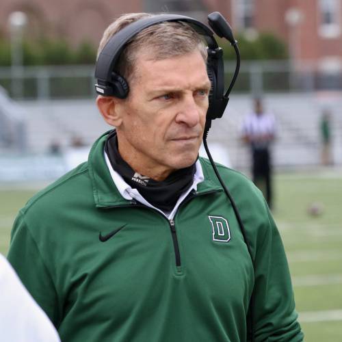 Dartmouth College football coach Buddy Teevens shown on Oct. 9, 2021, during a game against Yale at Memorial Field in Hanover, N.H. (Valley News - Tris Wykes) Copyright Valley News. May not be reprinted or used online without permission. Send requests to permission@vnews.com. 