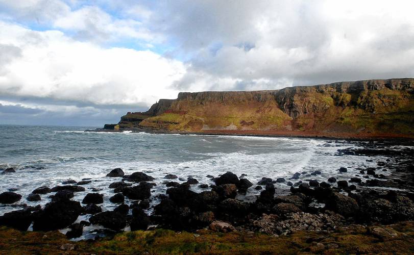 The view around Giants Causeway that is very popular with tourists on the Antrim Coast in northern Ireland.