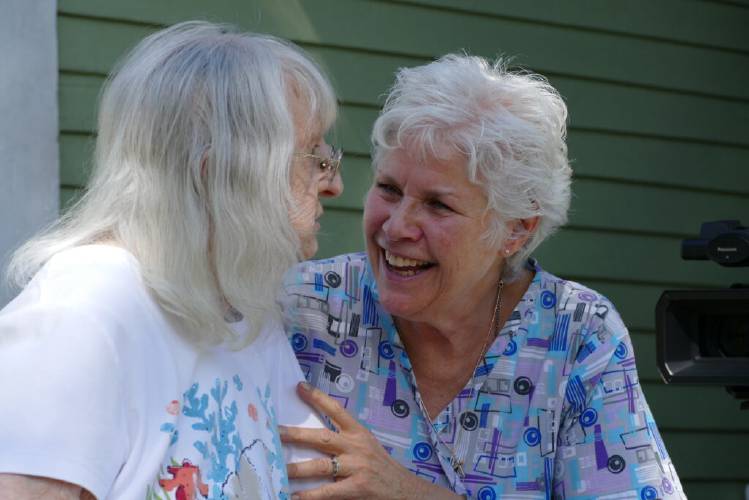 Edrie Fortin, with nurse Ellen DeStefano, was able to age at home in Manchester thanks to in-home care she received from Waypoint of New Hampshire through the Medicaid-funded Choices for Independence program. Fortin died in 2022 at age 95.