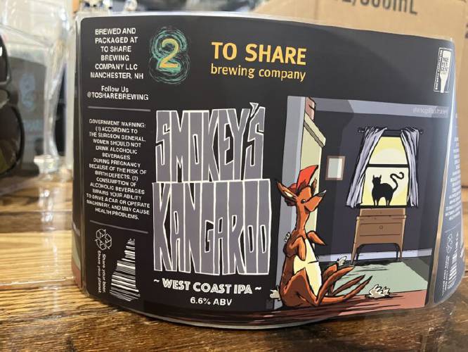 The label for Smokey’s Kangaroo, a beer at To Share Brewing. 